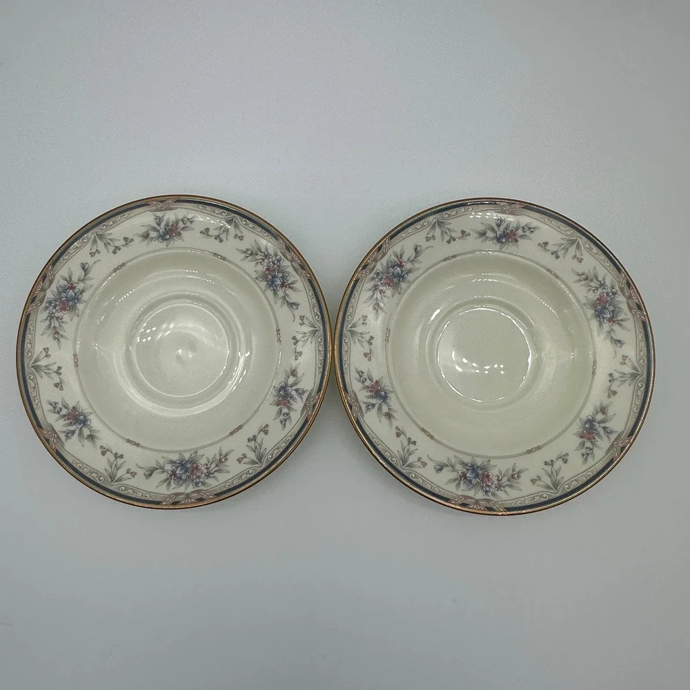 Noritake Lylewood Fine China Tea Cup and Saucer Set of 2 Floral Gold Trim 9760